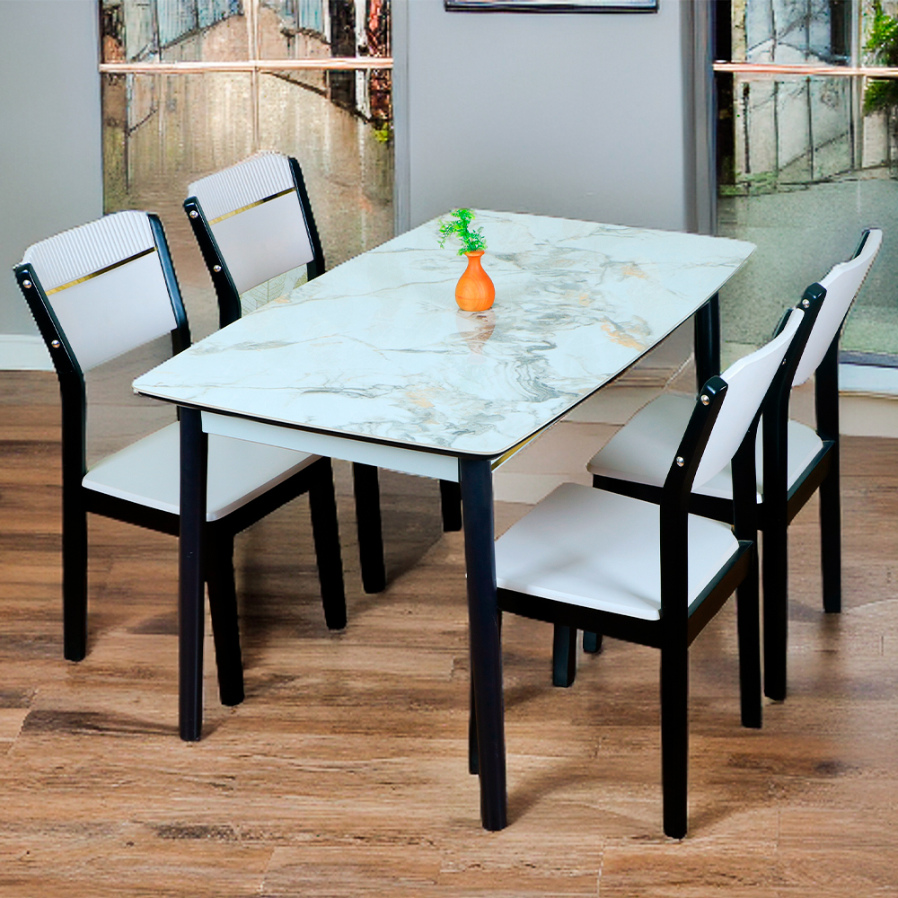 Dining table set 4 seater marble top deals